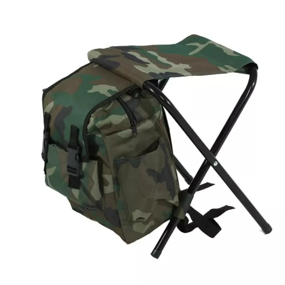 Lightweight Folding Fishing Stool Backpack Chair With Cooler Bag Camping Stool