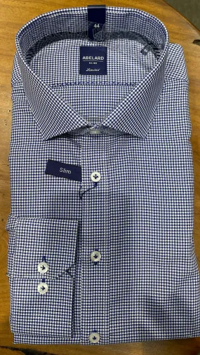 Long Sleeve Business Shirt - Patterned - Navy & White