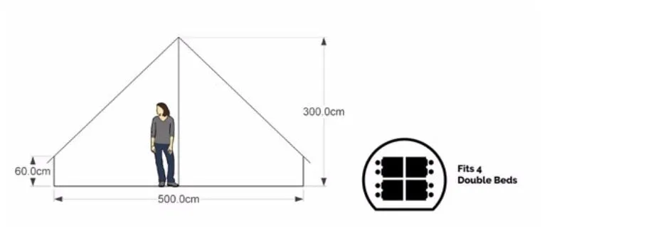 Luxury Camping Tent, Glamping Tent Oxford Cloth Waterproof and Mildew Proof Different Sizes