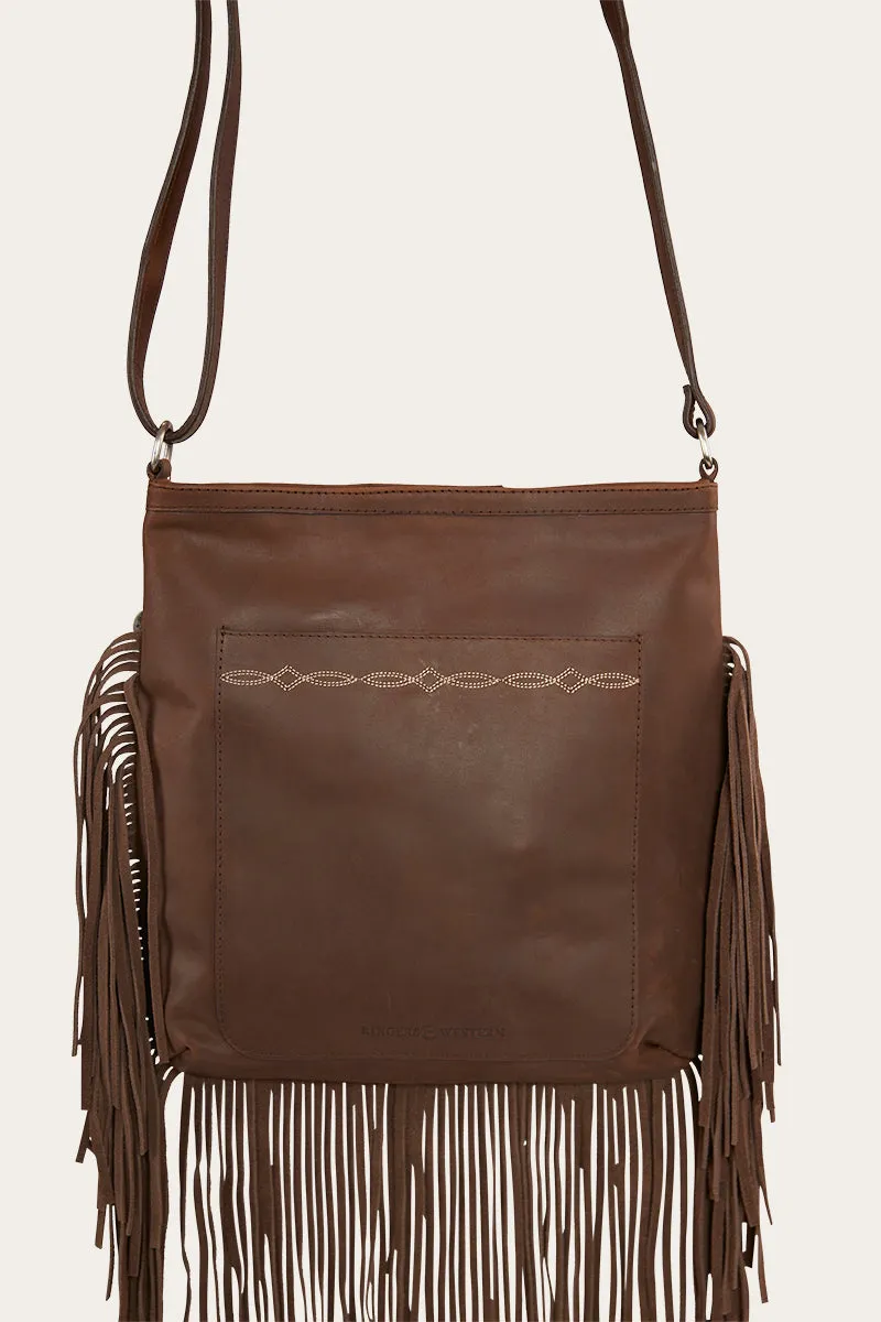 Maria Tassel Bag - Brown Cowhide