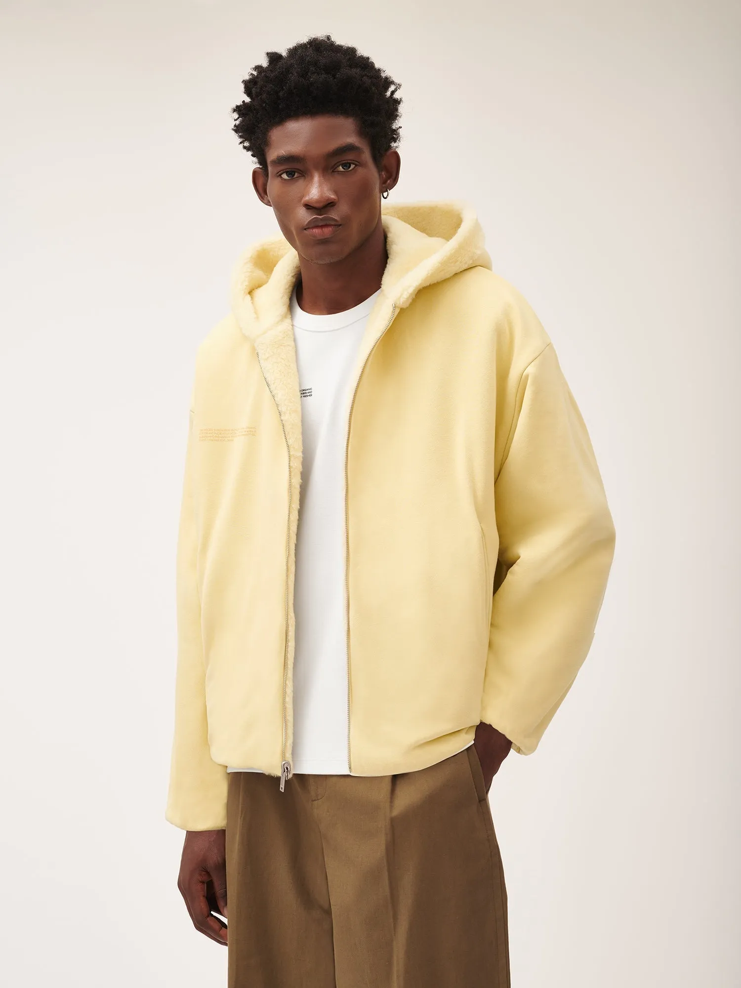 Mens Archive Recycled Wool Fleece Reversible Bomber Jacket—rind yellow