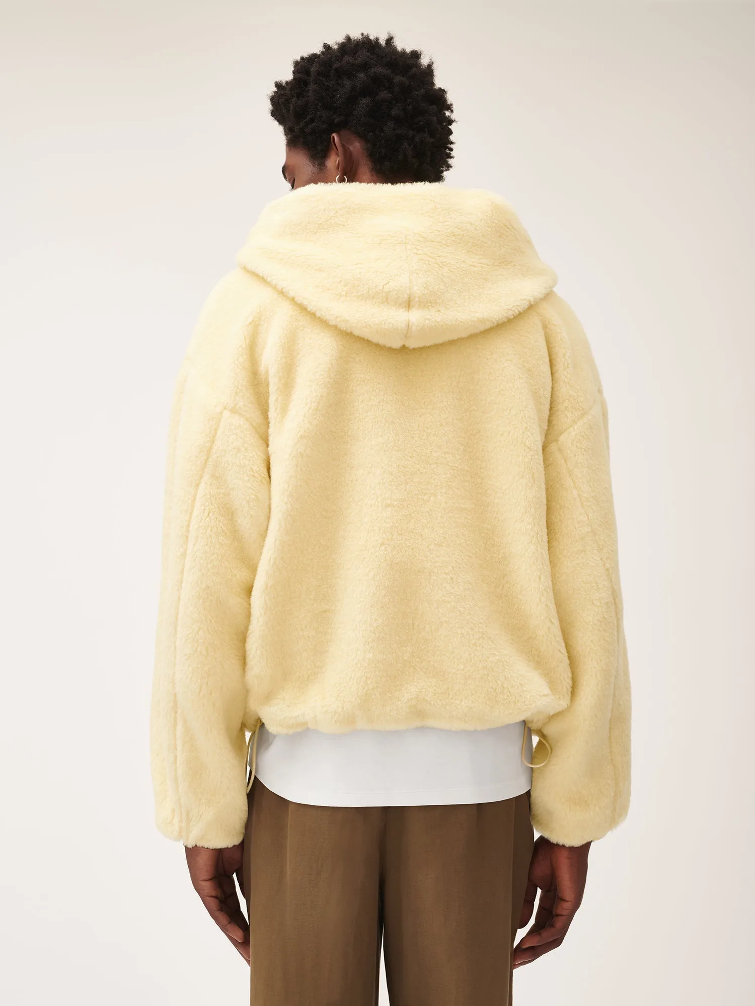 Mens Archive Recycled Wool Fleece Reversible Bomber Jacket—rind yellow