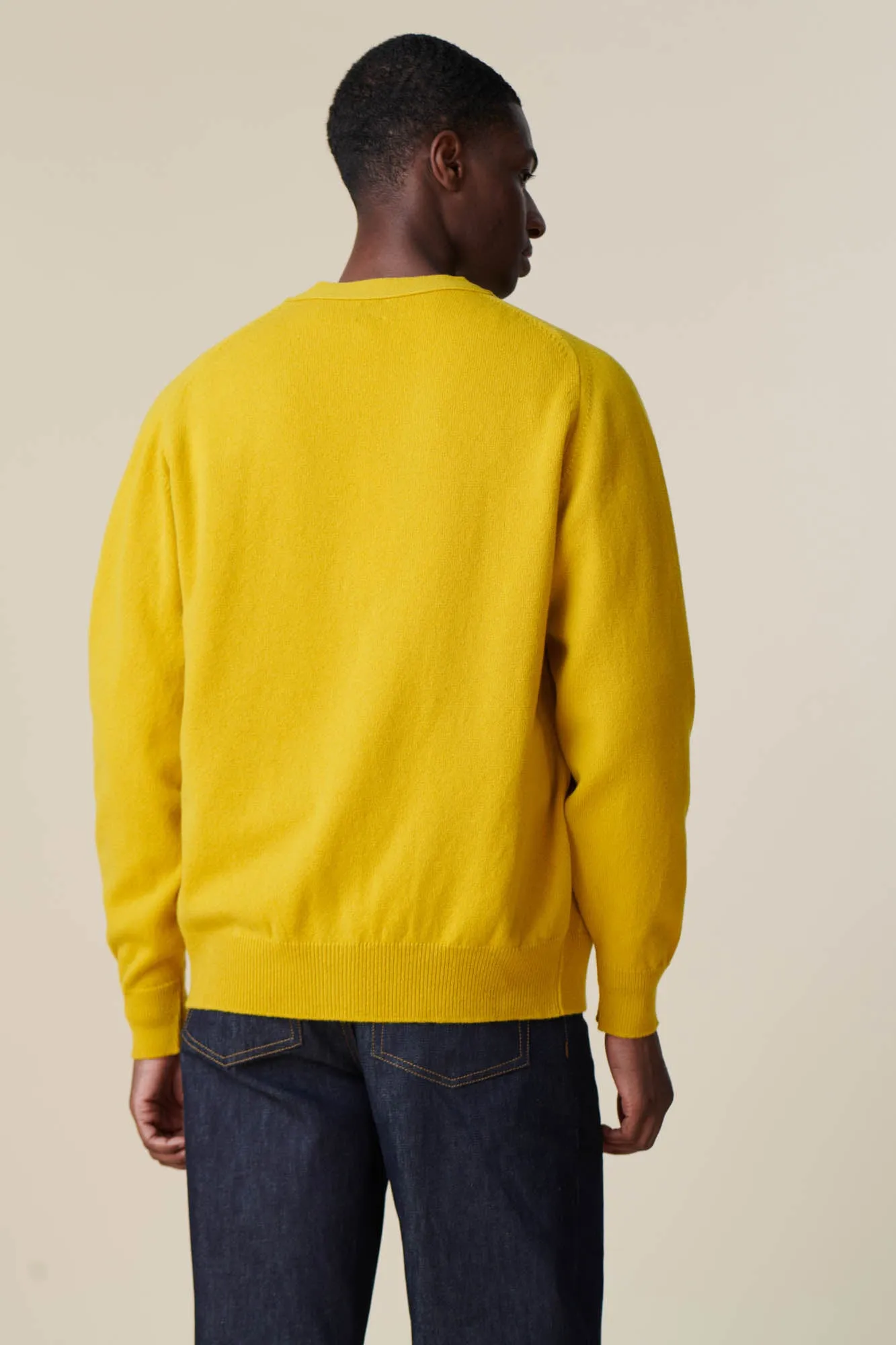 Men's Lambswool Cardigan - Piccalilli Yellow