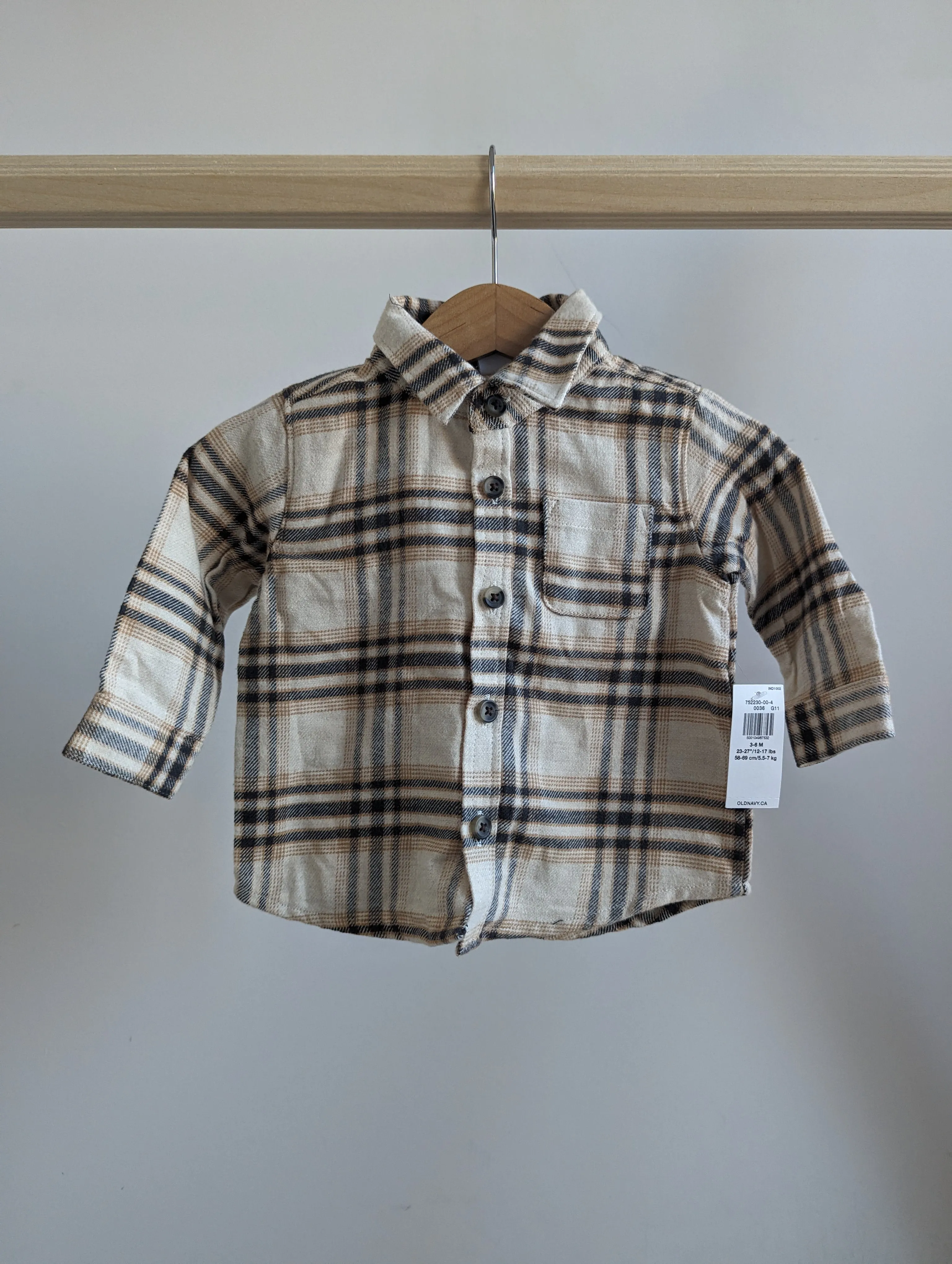 Old Navy Flannel Button Down (3-6M) - New with Tags