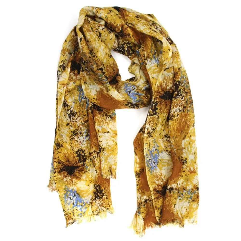 Paint Print Wool Scarf - Gold