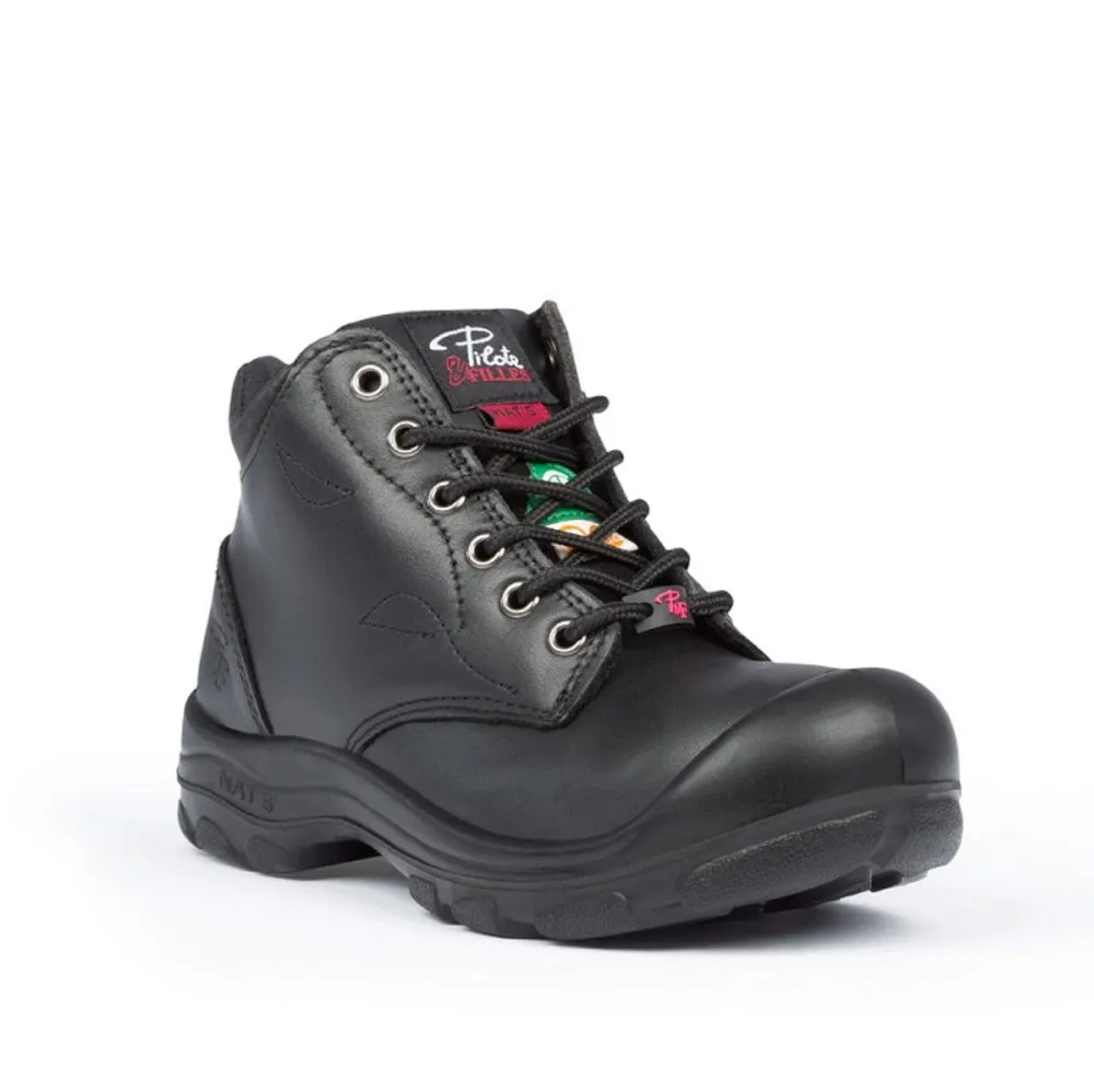 P&F S559 Women's 6" Steel Toe Leather Work Boot - Black