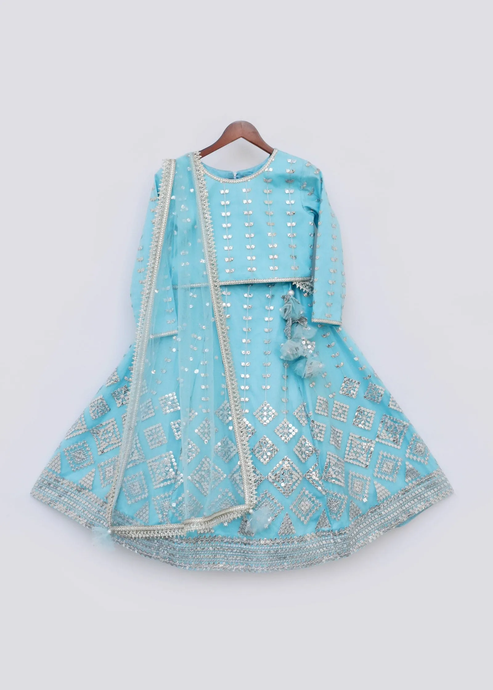 Pre-Order:  Blue Embroidery Lehenga Choli Set