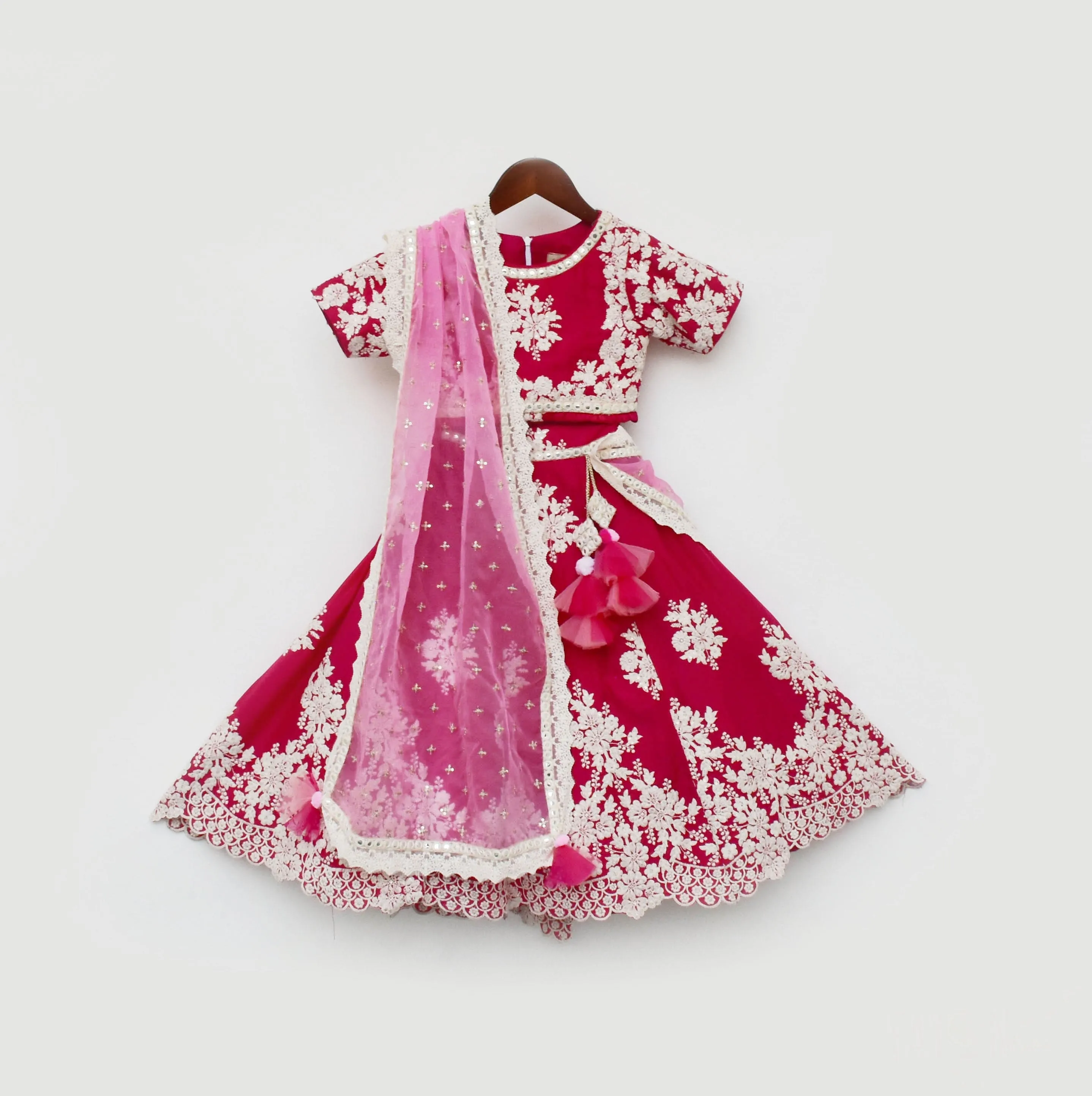 Pre Order: Pink Lehenga Choli and Pink Organza Dupatta