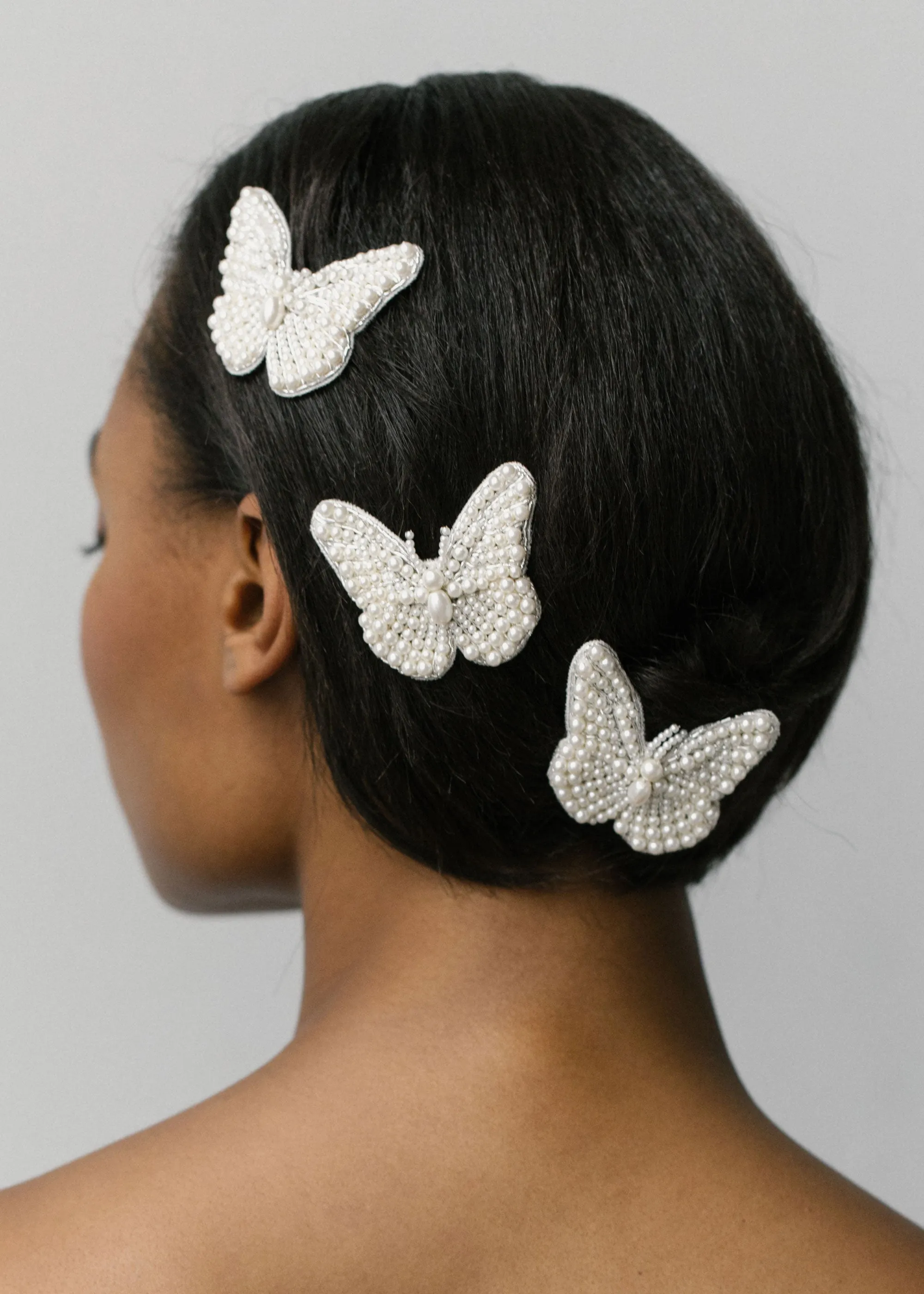 Small Greta Pearl Butterfly Clip -- Pearl