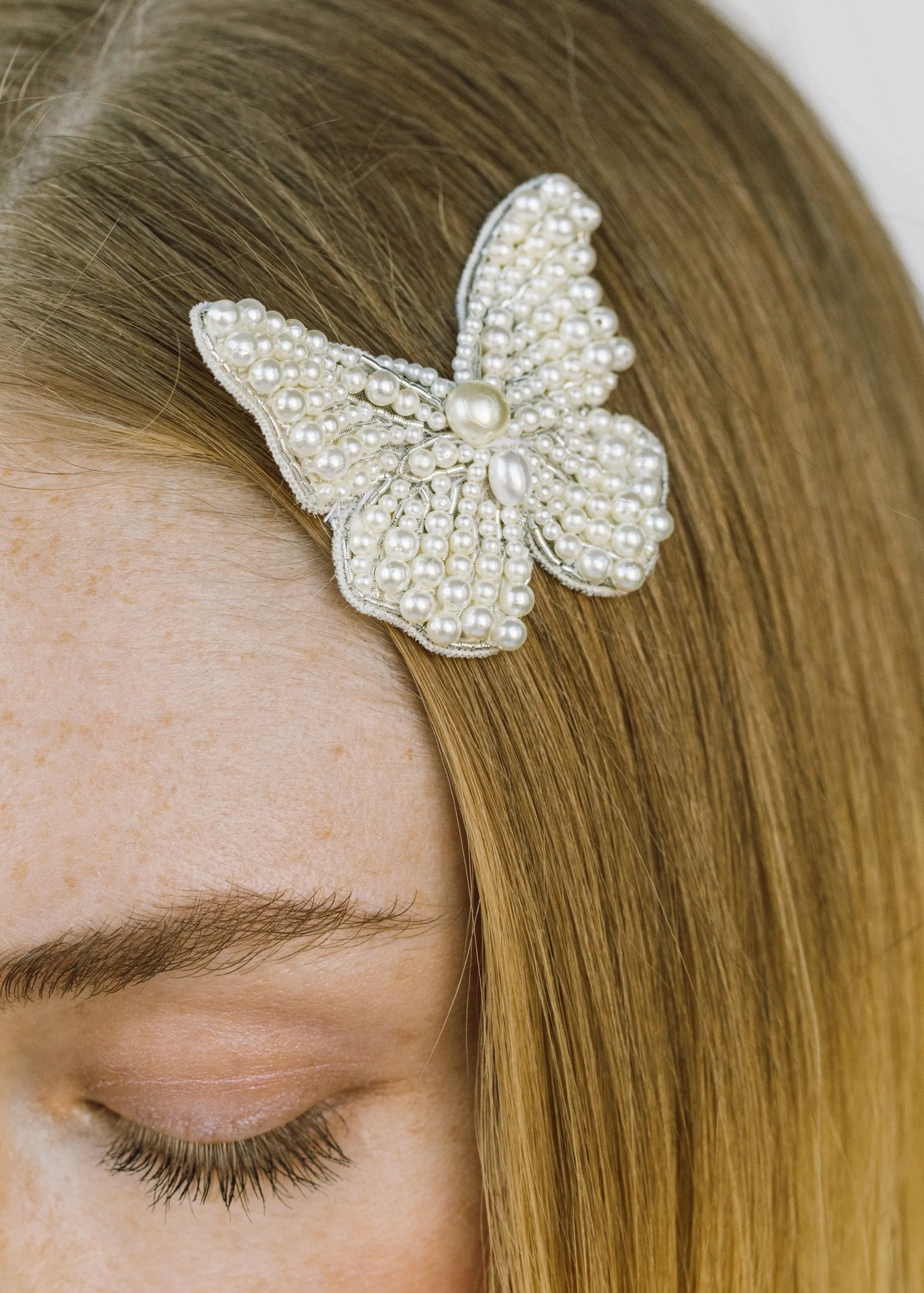 Small Greta Pearl Butterfly Clip -- Pearl