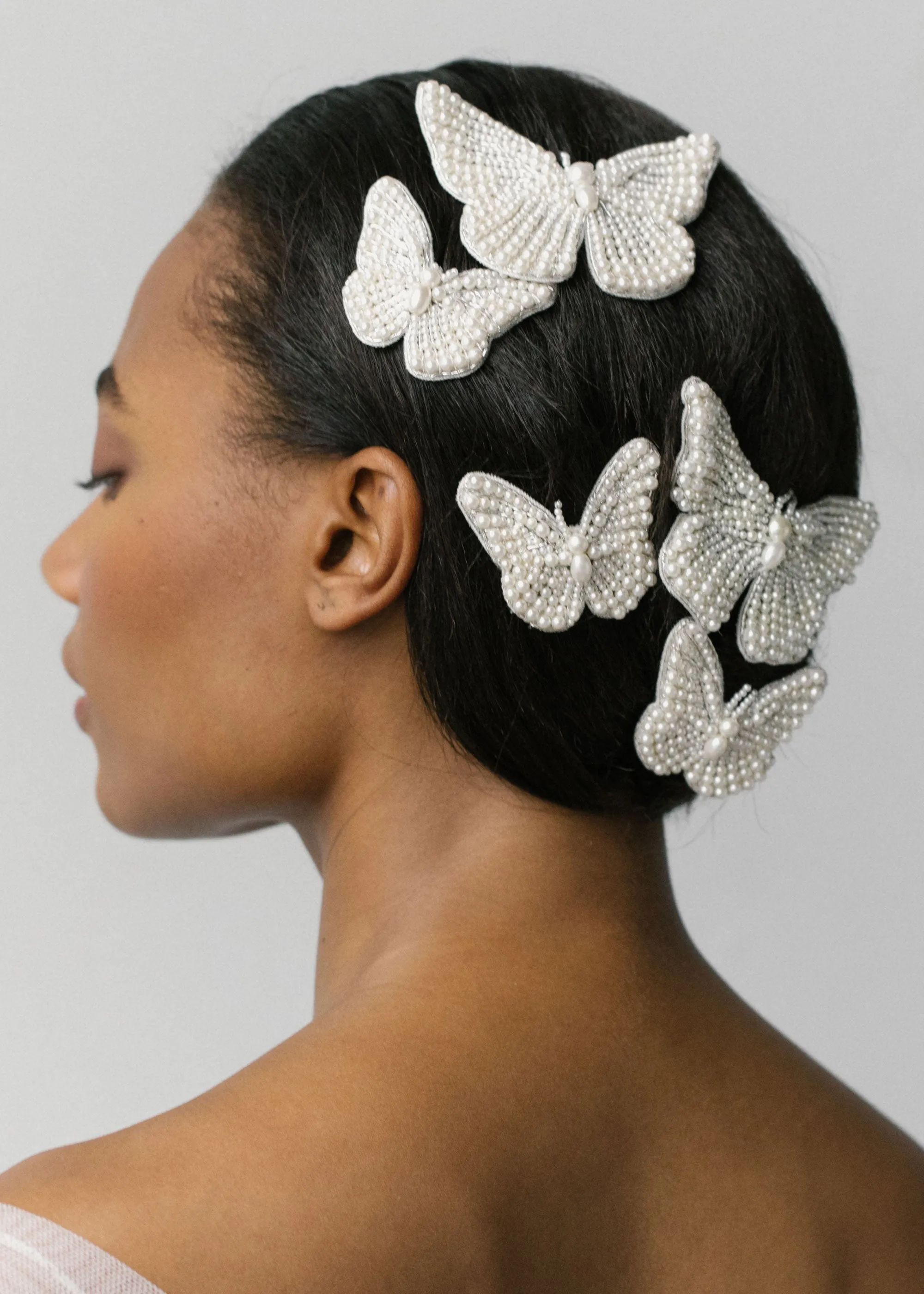 Small Greta Pearl Butterfly Clip -- Pearl