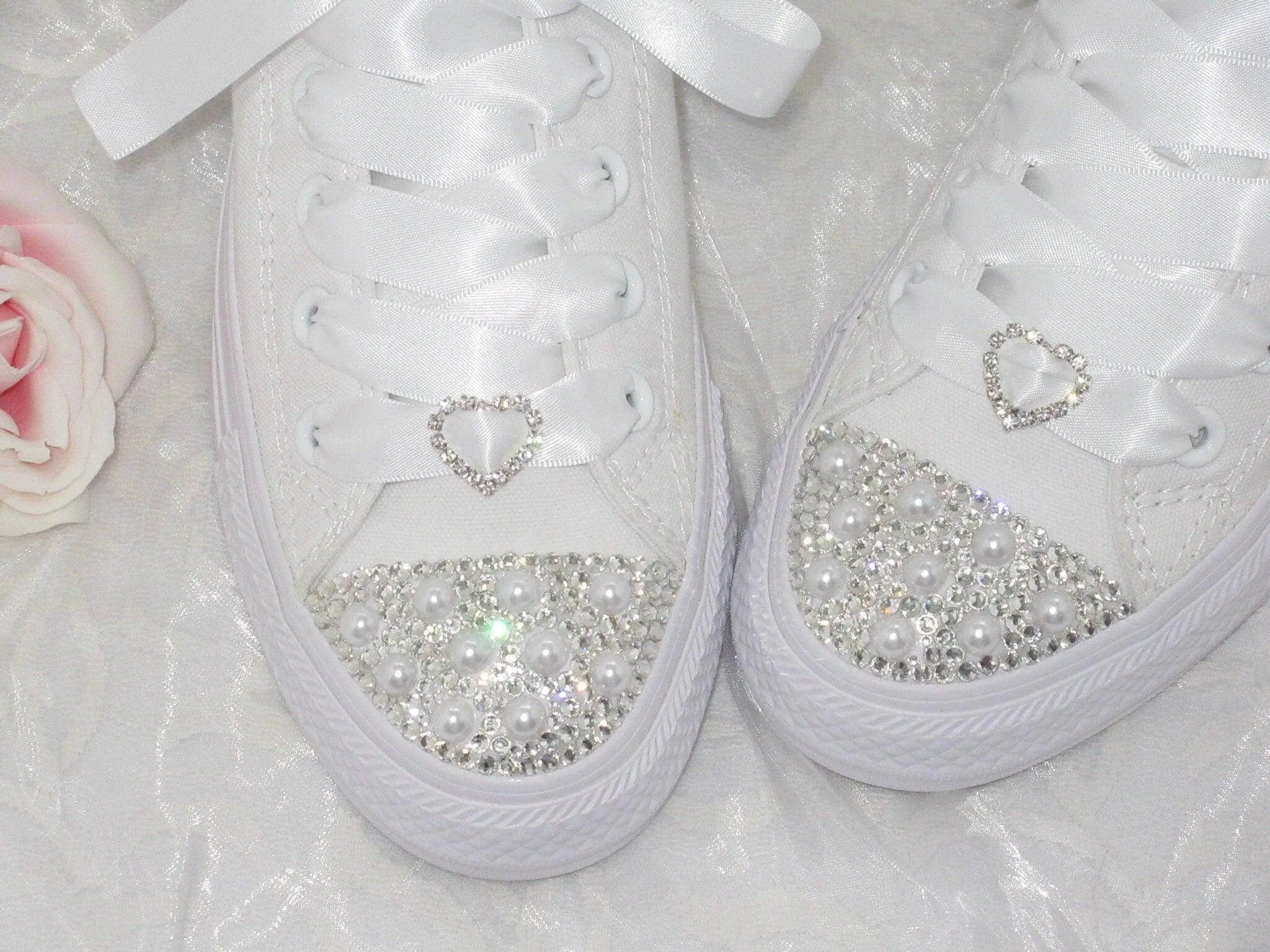 Wedding Bridal Custom Crystal / Pearl  Converse -  Custom Bling Sneakers Trainers - Wedding Sneakers