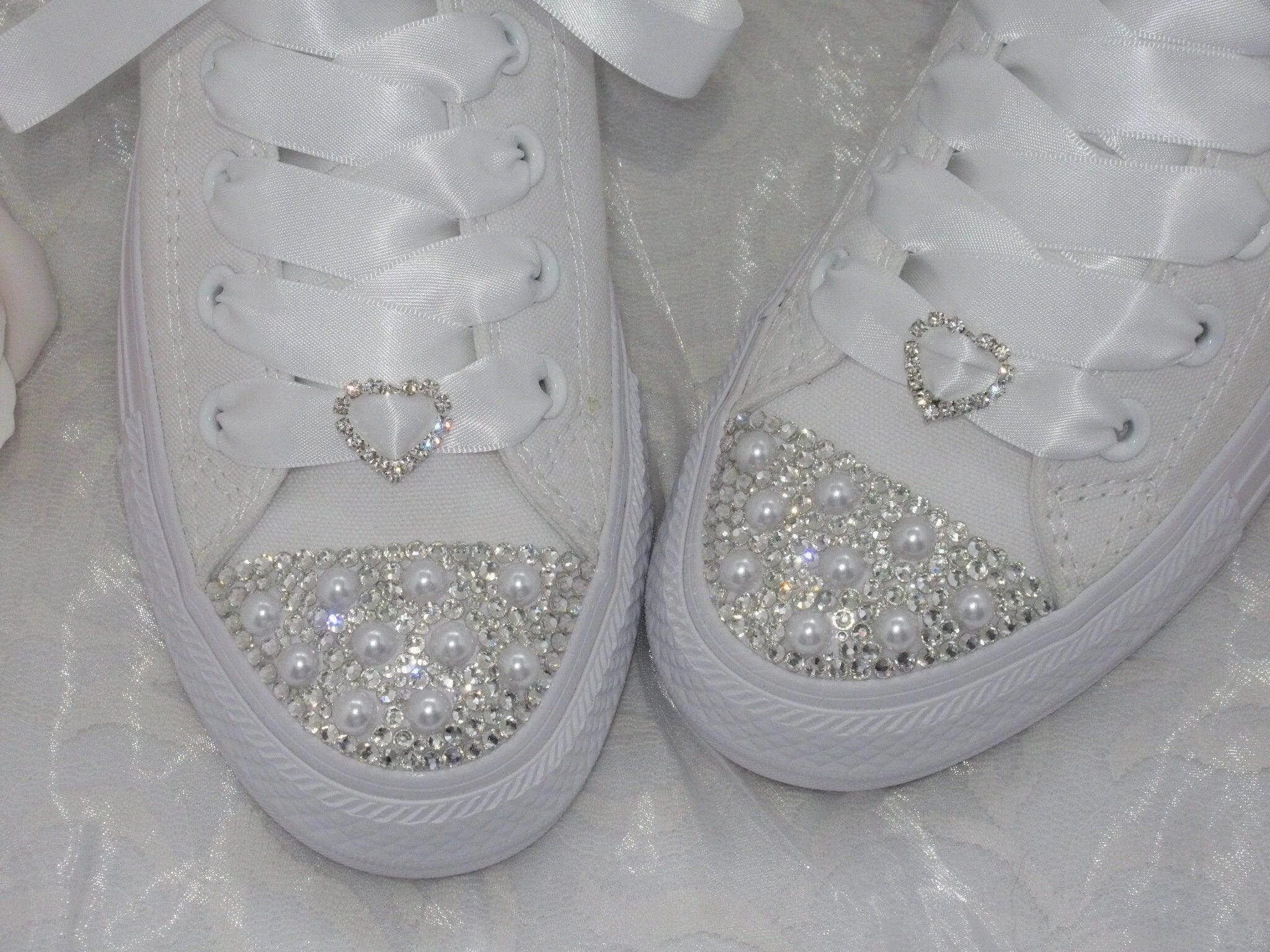 Wedding Bridal Custom Crystal / Pearl  Converse -  Custom Bling Sneakers Trainers - Wedding Sneakers