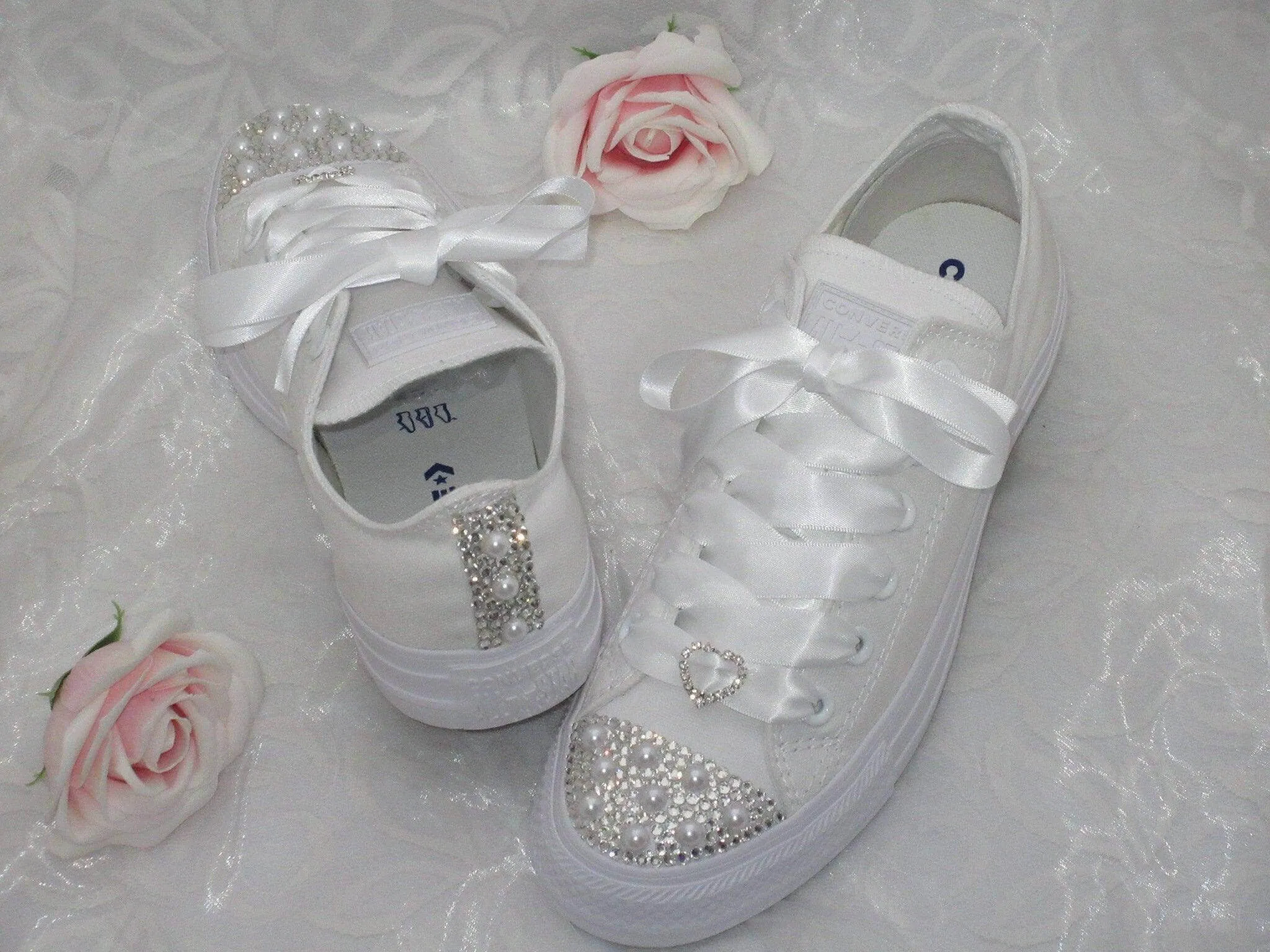 Wedding Bridal Custom Crystal / Pearl  Converse -  Custom Bling Sneakers Trainers - Wedding Sneakers