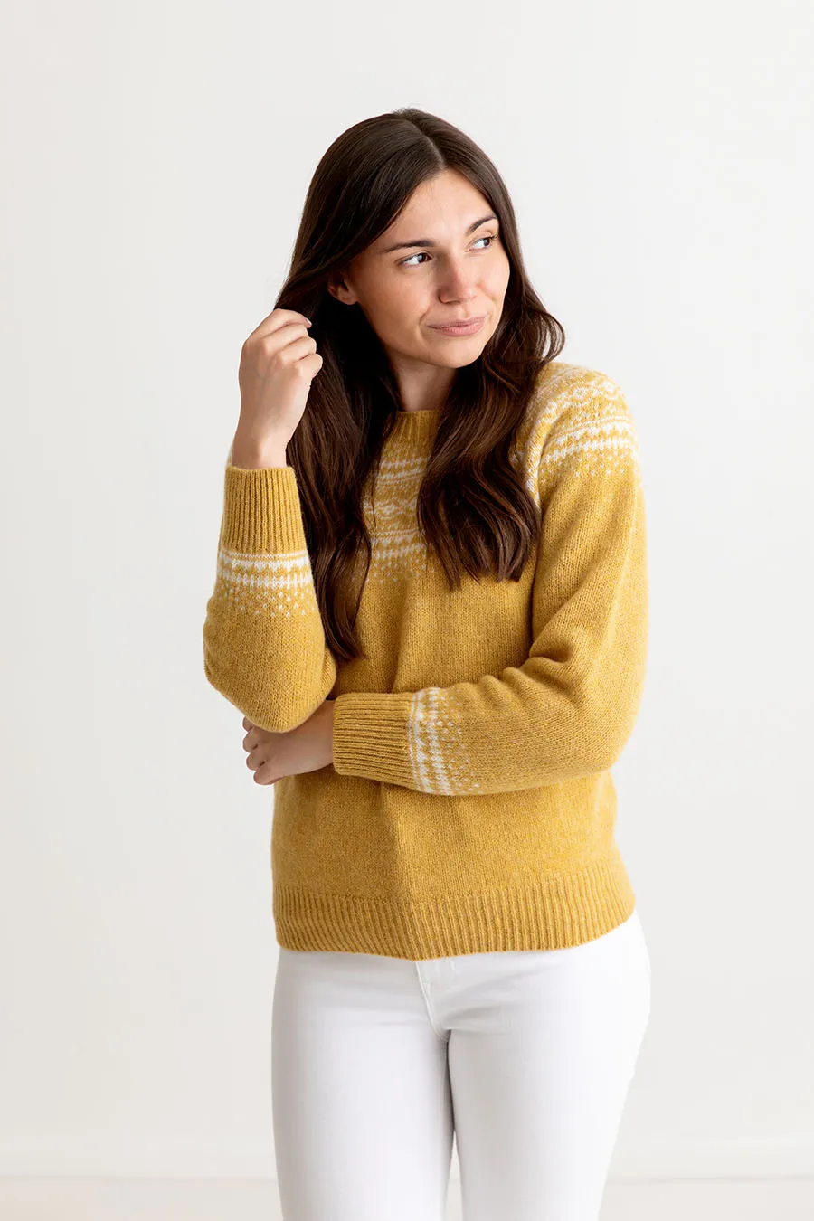 Womens Aviemore Yoke Fair Isle Jumper - Yellow