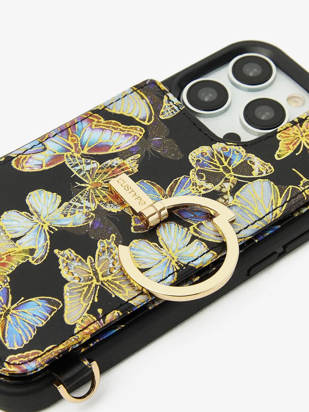 WristFit- Irregular Ring Metal Wrist Strap Phone Case -Butterfly