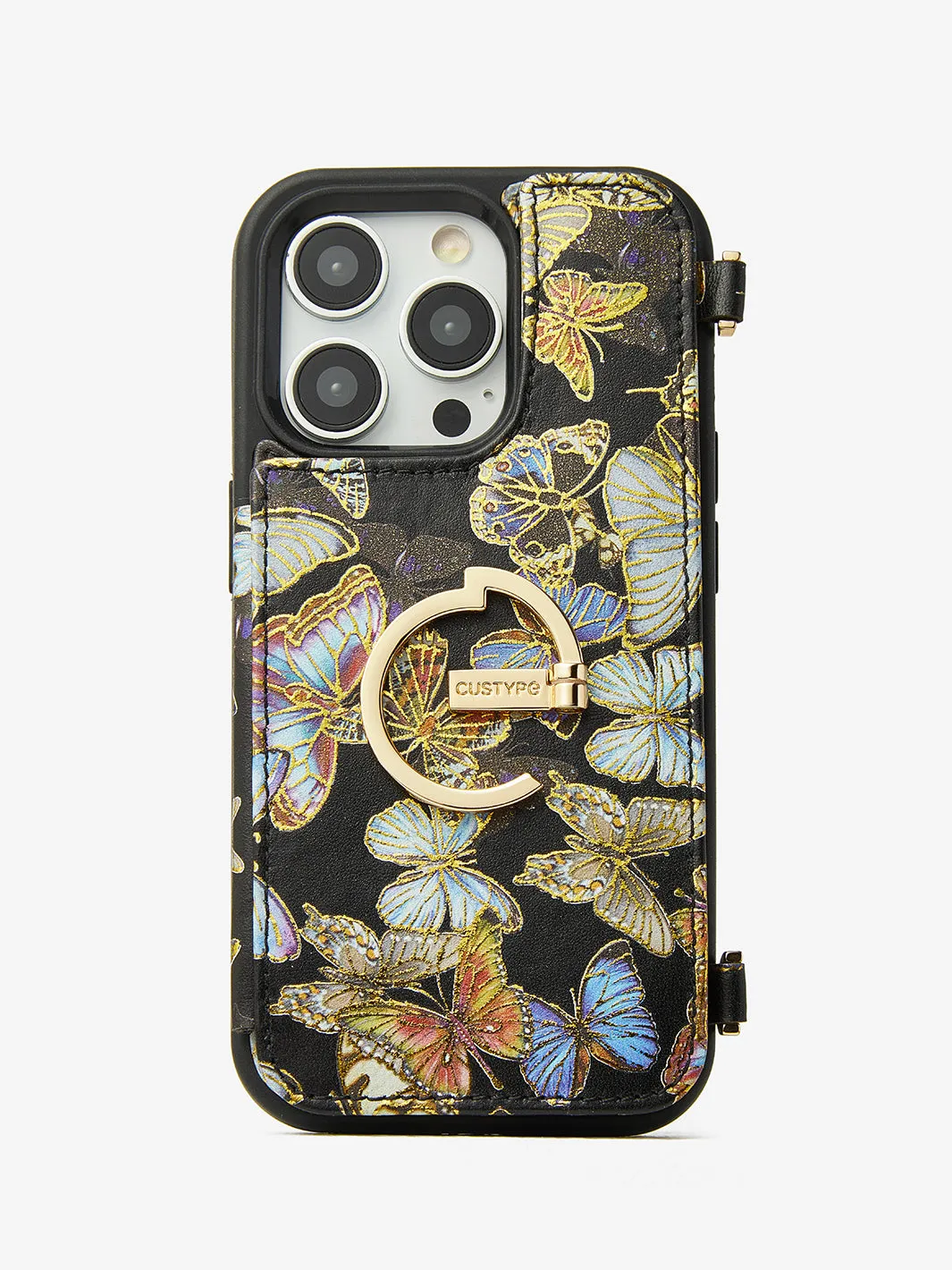 WristFit- Irregular Ring Metal Wrist Strap Phone Case -Butterfly