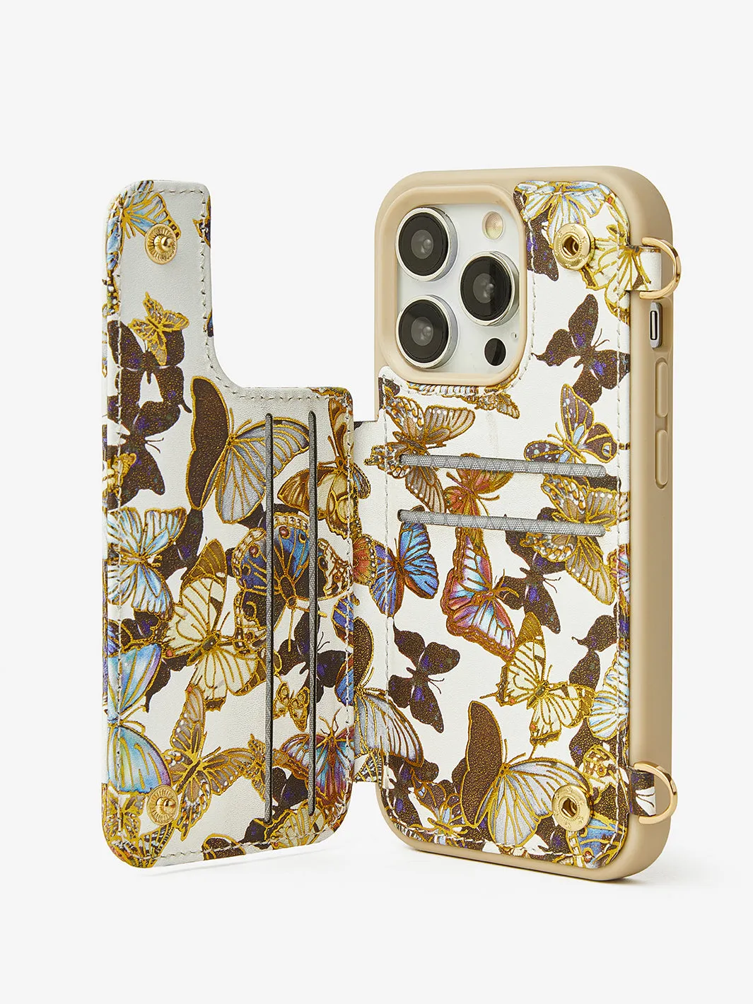 WristFit- Irregular Ring Metal Wrist Strap Phone Case -Butterfly