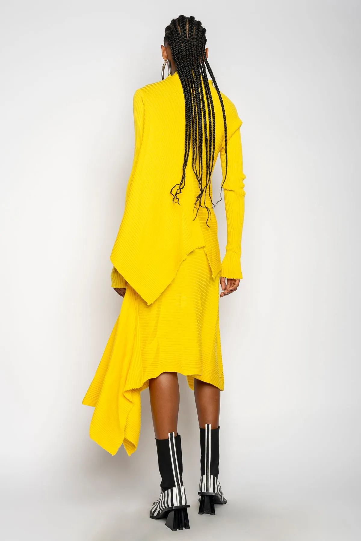 YELLOW DRAPED JUMPER IN MERINO KNIT